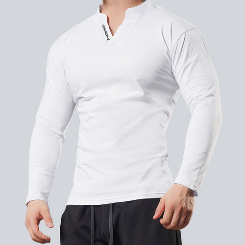 Cómoda Camiseta Casual Manga Larga Con Cuello En Vparahombre