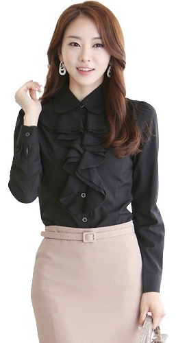 Camisa Blusa Elegante Babado Laço Social Evangélica Femi [u]