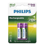 2 Pilhas Recarregável Pequena Aa Philips Original - Cartela