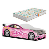 Cama Carro Infantil Solteiro Barbie Para Meninas Com Colchão