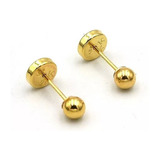 Aros Abridores De Oro 18k Lili 2005 Bolita 4,5mm Sello Cuota