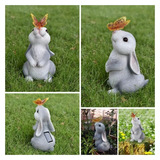 Conejo Con Mariposa Estatua Solar De Jardín Para Decoración