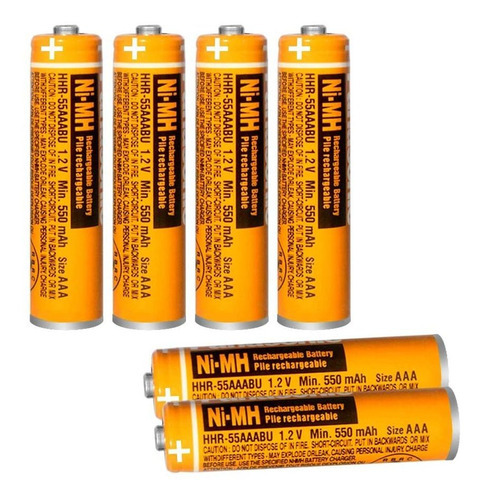 6 Baterias Recargables Hhr-55aaabu Ni-mh Aaa 1.2v 550mah 