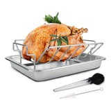 Dolamoty Asador De Pavo Con Sarten De Acero Inoxidable Para