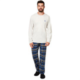 Pijama Masculino Inverno Longo Malha Algodão Confortável 