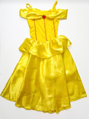 Vestido Bella Y Bestia  Princesa Amarillo Nena Largo Raso