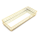 Bandeja Decorativa Espelhada Louvre Premium Ouro 35x13