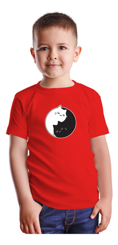 Polera Niños Gato Michi Yin Yang Gatos 100% Algodón An20