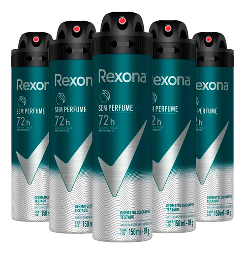 Desodorante Aerosol Rexona Masculino 72h 90g (kit Com 5)