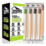 Vkshop Paquete De 100 Cepillos De Dientes De Bambú Natural, 