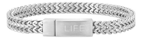 Pulseira Life Masculina Aço 19,5 Cm Comprimento 19.5 Cm Cor Prateado