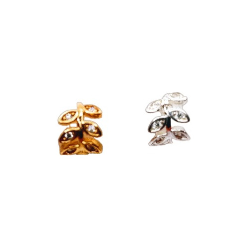 Piercing Fake Folha Zircônia Folheado Ouro 18k Prata 925