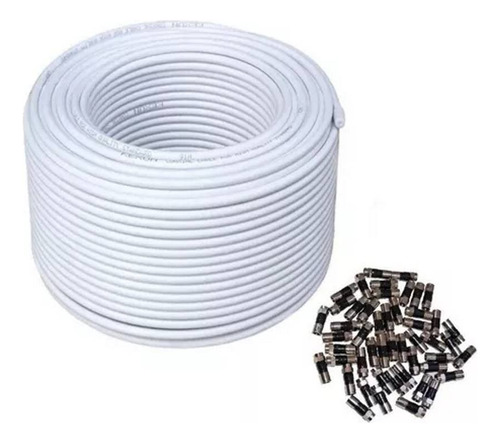 Bobina Cable Coaxil Rg6 Blanco 305 Metros + 50 Conectores