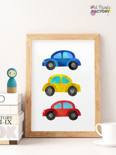  Quadro Decoração Quarto Menino Carros Fuscas Coloridas