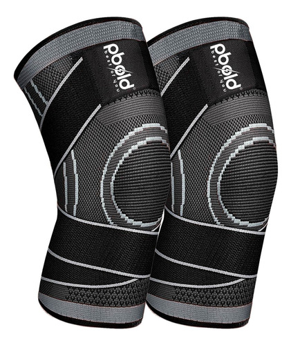 Par Rodillera Deportiva Pbold Compresion Entrenamiento Gym Color Negro Talla L