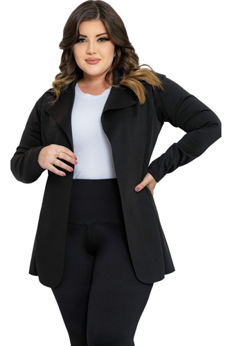 Sobretudo Blazer Longo Casaco Alfaiataria Social Plus Size