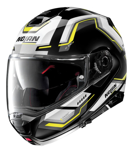 Casco Nolan N100-5 Upwind N-com Negro/blanco/amarillo