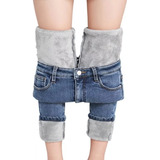 Pantalones De Mezclilla Elásticos Térmicos Para Mujer