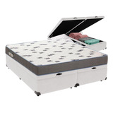 Cama Box Queen Com Bau Ortobom D33 Light Branco