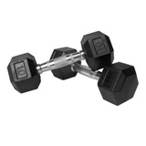 Par Mancuernas Hexagonales Black Rubber Hex Dumbbell 10lb