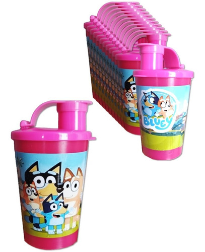 Vaso Pitillo Sorpresa X12 Termo Bluey Fiesta Obsequio 