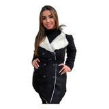 Parka Feminina Casual Outono Inverno Frio Botões E Cinto