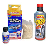 Kit Revitalizador Farol Novo E Enche E Veda Pneu - Luxcar