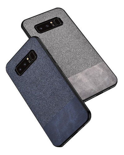Denim + Leather Case Protector De Piel Para Samsung