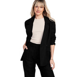 Blazer Mujer Old Navy Mezcla De Lino Double-breasted Negro