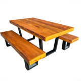 Conjunto Mesa De Jantar 2 Bancos 12 Lugares Madeira Rústica 