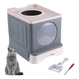 Caja De Arenero Cerrado Para Gato Con Tapa Plegable Portátil
