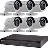 Kit Seguridad Hikvision Full Hd Dvr 8 + 6 Camaras 2mp 1080p Exterior Infrarrojas + Ip Visualiza X Celular P2p Cctv