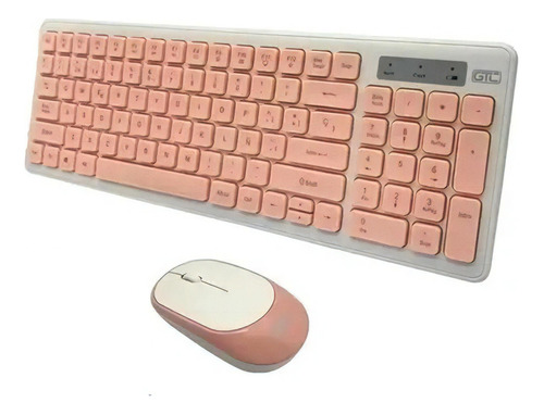 Kit Teclado Mouse Inalambrico Gtc Cbg-017r Usb 1200 Dpi Color Del Teclado Rosa