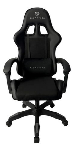 Silla Gamer Mediana Tela Y Piel Reclinable Negro Material Del Tapizado Cuero Sintético