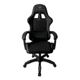 Silla Gamer Mediana Tela Y Piel Reclinable Negro Material Del Tapizado Cuero Sintético