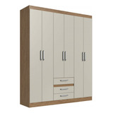 Guarda-roupa Casal 6 Portas 3 Gavetas Wood/cristalo Rp3634