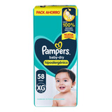 Pañales Pampers Baby Dry Xg 58 Unidades