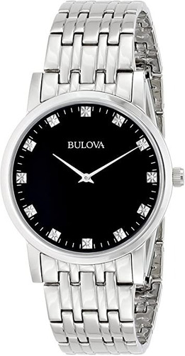 Reloj Hombre Bulova Diamond Modelo 96d106 Acero Inoxidable