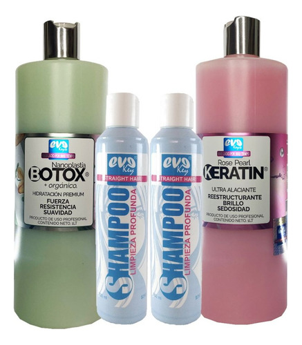 Kit 1 Keratina Rosa - 1 Bottox Reparador + 2 Shampoos 350 Ml