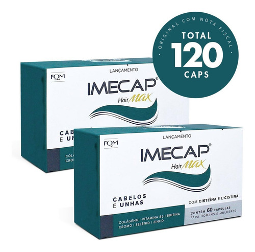 Imecap Hair Max C/ 60 Cáps (2 Unid. = 120 Cáps) Promoção