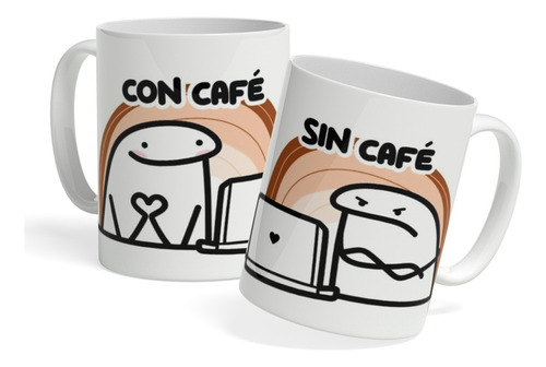 Mug Pocillo Taza Meme Flork Con Café, Sin Café  