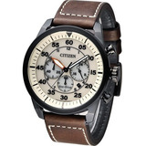 Reloj Citizen Ecodrive Chrono Ca421504w Mujer Color De La Malla Marrón Oscuro Color Del Bisel Crema Color Del Fondo Crema