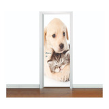 Adesivo Decorativo De Porta Cachorro Gato Filhotes (cod.f1)