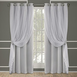 Exclusive Home Catarina Layered Solid Blackout And Sheer Color Cloud Gris