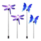 4 Pack Light Color Solar Garden Stake Dragonfly With