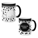 Taza Mágica Gato Gatito Exceso De Sueño Taza Para Café 320ml