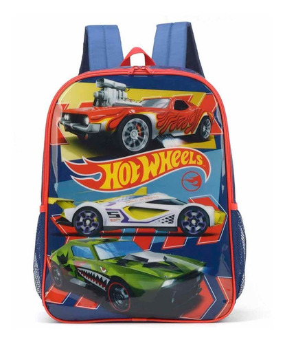 Mochila Infantil De Costas Hot Weels Azul Luxcel