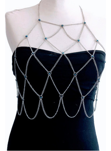 Bodychain Collar De Cuerpo Artesanal/ Cadenas Y Cristales