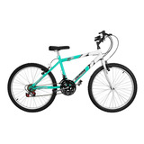 Bicicleta  De Passeio Ultra Bikes Bike Aro 24 Bicolor 18 Marchas Freios V-brakes Cor Verde-anis/branco