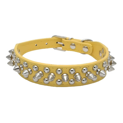 Collar Para Perro Con Picos Metal Tipo Cuero Con Estilo Rudo Color Amarillo Tamaño Del Collar Chico (s) | Meses sin interés